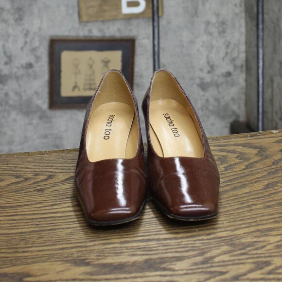 Sacha Too Womens Vintage Block Heels 1673edcfa1f5d1 Brown 6B - Picture 3 of 7